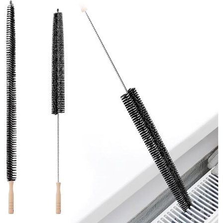 ING Radiatorbørste 2 stk. med træhåndtag Rengøringsbørste Lang tynd radiatorbørste Støvbindende børste Fleksibel multifunktionel til rengøring Sort