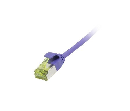 SYNERGY Patchkabel RJ45, CAT6A 500Mhz, 2m, lila, U/FTP, slimline rund d=3,8mm, TPE/LSZH(Superflex), AWG32, mit CAT7 Rohkabel, Synergy 21