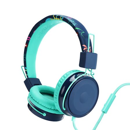 Barnheadset med mikrofon - hopfällbart och justerbart stereohörlurar med sladd för barn