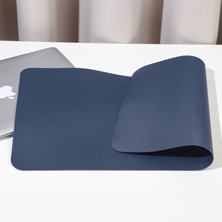 Mørkeblå - Skrivebordsunderlag, PU-skrivebordsmatte, musematte, sklisikker D