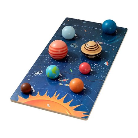 Trä Solar System Cosmos Learning Toy Kognitivt pussel Set
