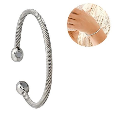 Piao Silver Magnetisk Koppar Armband Terapi Artrit Smärtlindring Armband Magnetiskt Armband