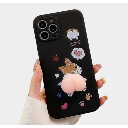 Sød 3D tegneserie fersken Corgi hofte telefon cover cover til iPhone 14 Pro Max/13/12/11/SE/XR/XS/X/8Plus/7/6S