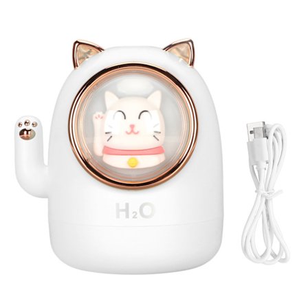 Ilmankostutin Aroma Diffuser Kissan Muoto 400ml Kapasiteetti Ajastus Ilmankostutin Kodin Sisustus Huoneeseen Toimistoon Norsunluun Valkoinen