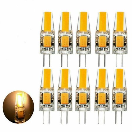 10-pack G4 LED-lampor 6W Varmvit Dimbar COB Stiftbas AC/DC 12V