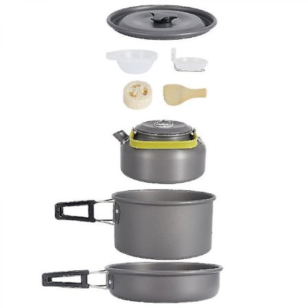 Aluminium Utendørs Camping Kokekar Sett Sammenleggbar Kokesett Camping Tekanne Og Pannesett Utstyrlightweig