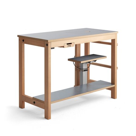 Nähtisch mit elektrischem Hubboden, 1200x600x900 mm, dunkelgraues Laminat