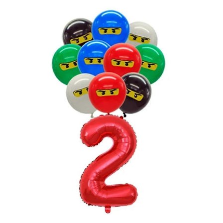 Födelsedag Ninja Tema Festtillbehör Servis Tallrik Mugg Servetter Bordsduk Dekorationer Banner Ballong För Pojkar