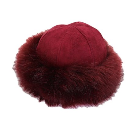 Vintermössa för kvinnor i rysk kosackstil, fluffig fleece, fiskarmössa, varm mössa (röd)