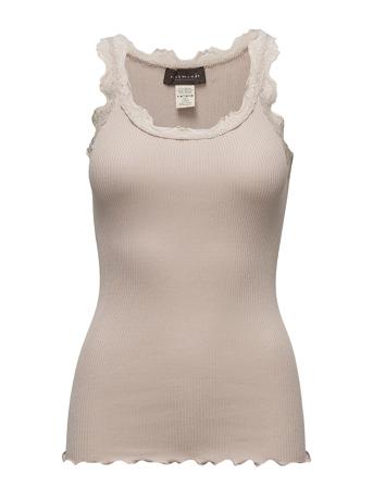 Silk Top W/ Lace T-shirts & Tops Sleeveless Beige Rosemunde
