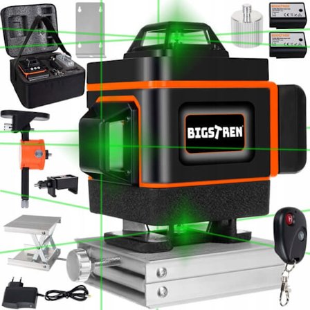 16-linjers laserpas | 4D 360° krydslaser med 2 batterier og 3 beslag