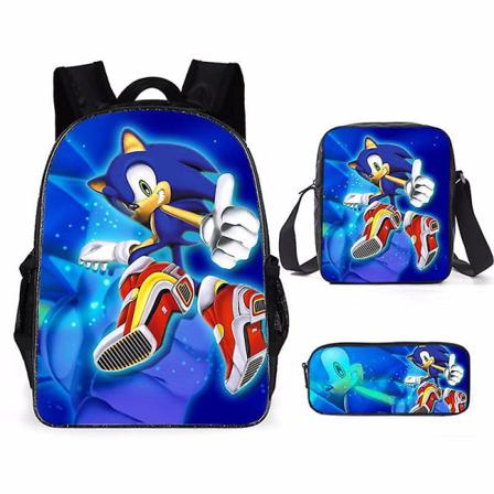 Sonic The Hedgehog Skolväska 3st Anime Tecknad Skolväska