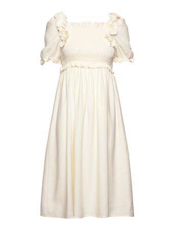 Yasalingo Ss Midi Dress S. Polvipituinen Mekko Kermanvärinen YAS