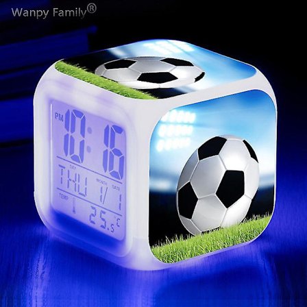 Fotbollsmatch Fotboll Väckarklocka Barnrum Dekorera docka 7 färg Glödande små nattlampor Skrivbordsklockor Presenter till barn