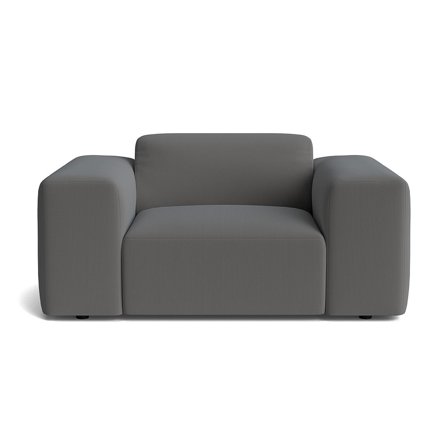 Soma Sessel in Lisboa Anthrazit, moderner Polstersessel im zeitlosen Design, bequemer Loungesessel mit breiten Armlehnen, Breite 75cm.