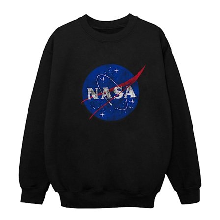 NASA Girls Distressed Logo Bomullströja 5-6 År Svart