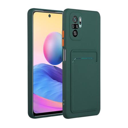 Xiaomi Redmi Note 10s - Tpu Skal Med Kortfack - Mörk Grön