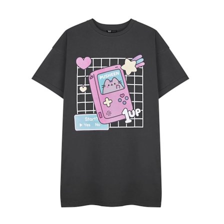 Pusheen Dam T-shirt med korta ärmar Gameboy XXL Kol
