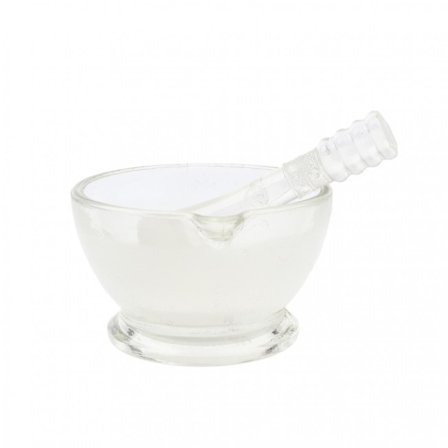 Mortel av glas med mortelstöt, labbkrydda, läkemedelsmortel, mixer 75 mm