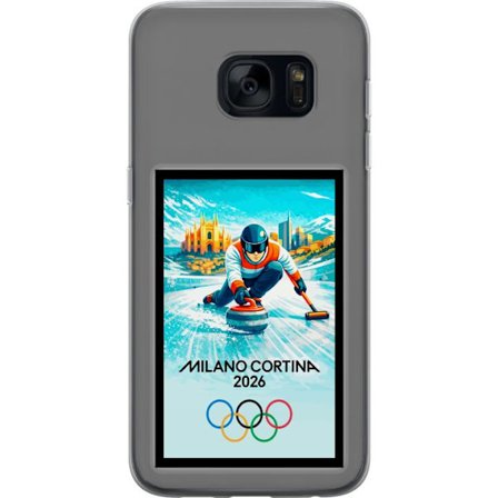 Kompatibel Mobilcover til Samsung Galaxy S7 Ishockeyillustration med spillere i bevægelse på isen, Milano Cortina 2026, Milano-landemærker og olympisk