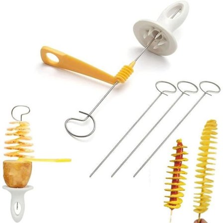 Pommes frites skærer, Kartoffel Twister, Kartoffel Tårn Skærer, Spiral Kartoffel Skærer, Til BBQ, Fest, Camping