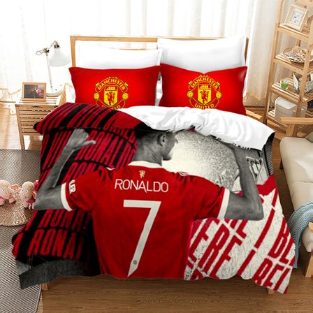 Messi 3D-tryckt tredelad täcke, lakan och örngott