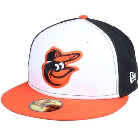 New Era - MLB Vit fitted Keps - Baltimore Orioles Authentic On-Field 59Fifty White/Orange/Black Fitted @ Hatstore