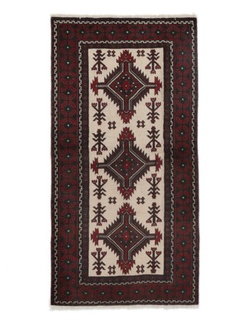 Tapis Baloutche 103X194 Noir/Orange (Laine, Perse/Iran)
