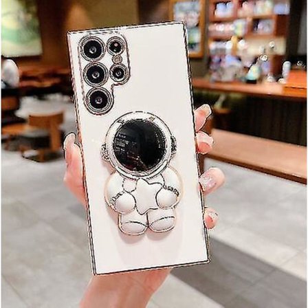 6d Plating Astronaut Hidden Stand Case Cover Kompatibel Samsung Galaxy S23 Ultra/s23 Plus/s23 Med Kameraskydd