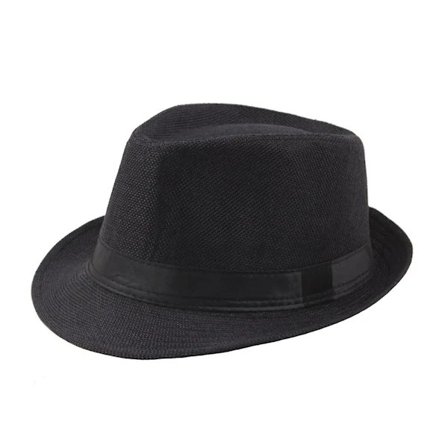 Herre Ensfarvet Bredskygget Fedora Filt Hat Panama Hat Bådmand Sommer Strand Solhat Sort