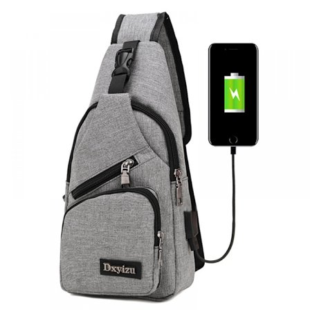 Herre Crossbody Taske, Brysttaske Med Usb-opladning Og Hovedtelefonport, Rejse