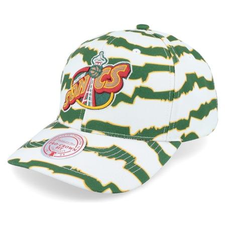 Mitchell & Ness - Seattle Supersonics Krookz Pro Hwc White/Green Adjustable Adjustable White Cap - NBA @ Hatstore