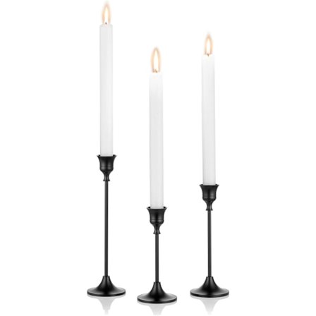 3 stk. Svarte Lysestaker Koniske Lysholder Lysestakeholder for Spisebord, Lysestaker for Koniske Lys