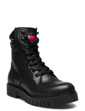 Tjw Lace Up Boot Shoes Boots Ankle Boots Laced Boots Svart Tommy Hilfiger*Betinget Tilbud