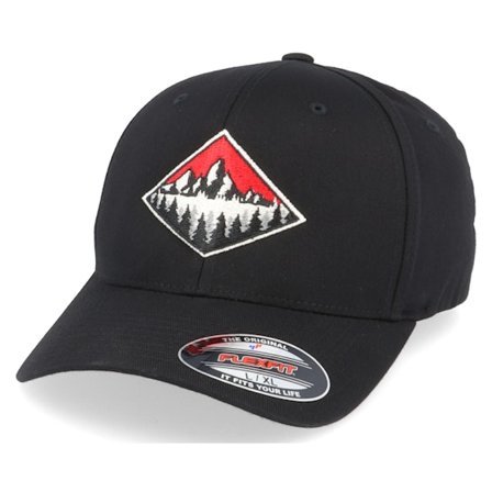Wild Spirit - Svart flexfit Keps - Fir Mountain Emblem Black Flexfit @ Hatstore
