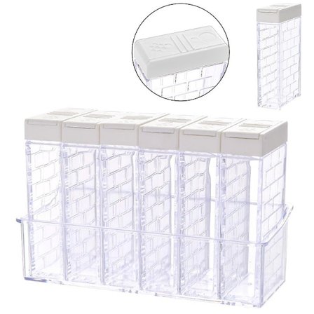 Set med 6 Kryddburkar, Kryddburkssats, Kryddförvaringsbehållare för Förvaring av Kökskryddor, Elfenbensvit