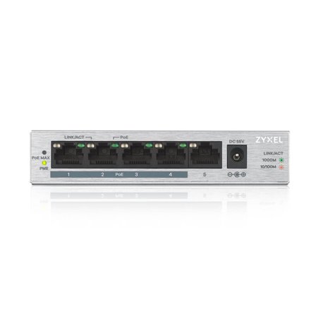 Zyxel GS1005HP - PoE+ switch - ikke-styrt 5 porter - 802.3at - 30W pr port (max 60W)