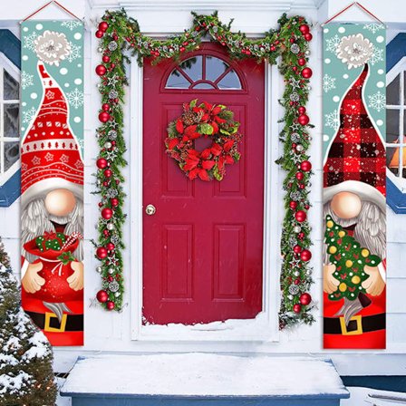 2 stk. Glædelig Jul Banner Hængende Skilt Hjem Julepynt