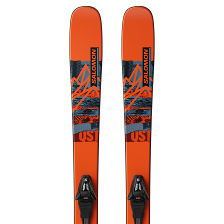 Salomon - Komplet nart do narciarstwa alpejskiego Narty do narciarstwa alpejskiego L QST Spark Jr S + C5 Gw J85 - Flame / Copen Blue