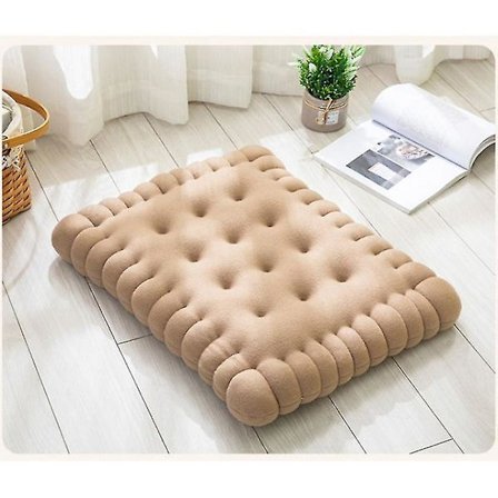 Mjuk plysch stolsdyna - Tjock och bekväm kexformad sittdyna för kontor, matsal, soffa (Beige, 40x45cm)