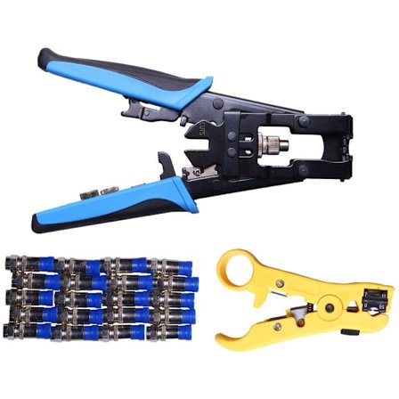 Holdbar Coaxial Kompresjonskrimpverktøy Bnc/Rca/F Crimper-kontakt Rg 59/58/6 Kabeltrådkutter Justerbar Crimper-tang