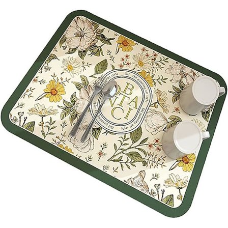 Oppvaskmatte i fantasistil, absorberende oppvaskmatte i myk diatoméjord med sklisikker gummisåle, hurtigtørkende avrenningsmatte