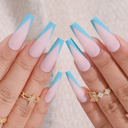 24stk Fake Nails Long French BKS1284 BKS1284