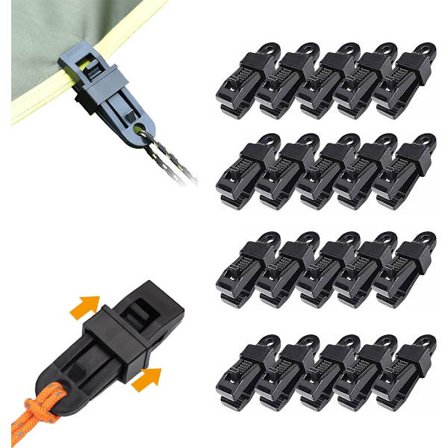 20 stk. presenningsclips, kraftige presenningsclips med låsegreb, plastikclips til skyggenet, presenningsklemmer, presenningsclips og klemmer, 