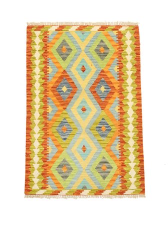Hand Woven Kilim Afghan Old Style Rug 83X120 Orange/Green