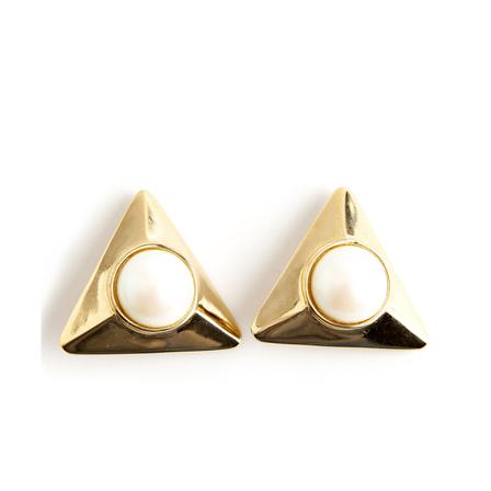 Givenchy Pre-owned Givenchy triangle pearl earclips , Geel , Dames , Maat: ONE Size Vintage Sieraden