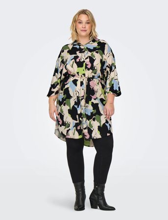 ONLY Carmakoma Carisidora Life 3/4 Knee Shirt Dress Aop - Cream - 50