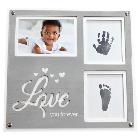 Hånd- & Fotavtrykk Hvit/Grå Trippel Ramme