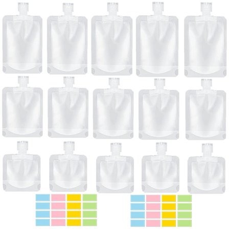 15x Toilettaske med 2 etiketter Toiletry beholdere Genopfyldelige flasker Beholdere til opbevaring af lotion shampoo ansigtscreme håndsæbe 100ml 50ml 