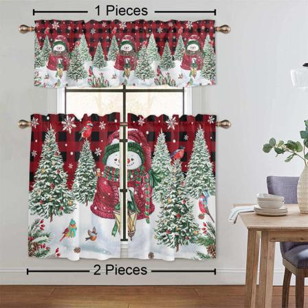 1/2 St Printed Pläd Blackout Valance Xmas Short Panel